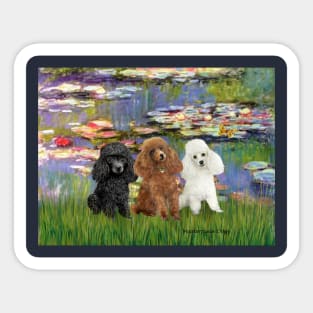 Lily Pond by Claude Monet Adapted to Feature Three Toy Poodles Sticker
